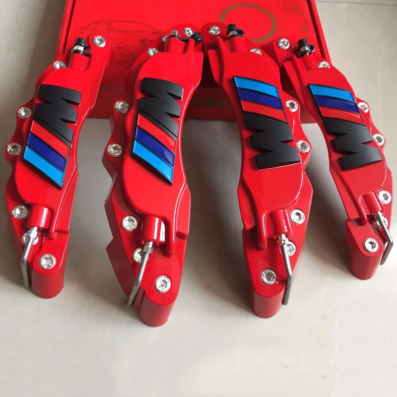 Red black KUNBABY 4 шт. металлический тормозной суппорт крышка Модель 9 с ABS C Пластик M логотип автомобиля Стайлинг украшения - Название цвета: Red black
