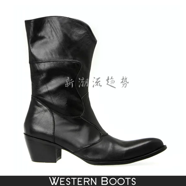 Luxury high quality men's Martin boots fashion genuine leather zipper ankle British style pointed motorcycle shoes |