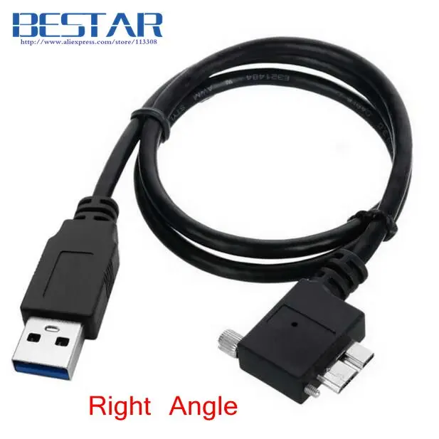 

1.2m 4FT 90 Degree Left Right Angled Micro USB 3.0 With Lock Screw Mount Cable for Industrial Camera Micro-USB3.0 Angle Cables