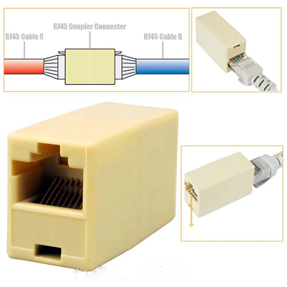 Cat5 RJ45 Coupler Jointer Network Cable Extender Adapter Connector Ethernet Cable Female to Female 5Pcs