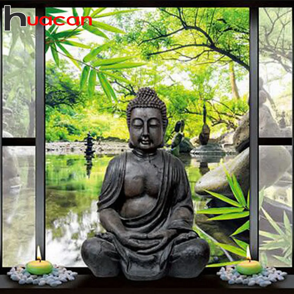 Huacan Full Square /round 5d Diamond Painting Buddha Diamond Embroidery Religion Picture Rhinestones Diamond Mosaic Cross Stitch