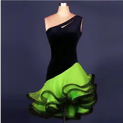 Для женщин/Обувь для девочек Костюмы для латиноамериканских танцев платье для танцев зеленый/леопард/желтый/синий/роза леди Костюмы для