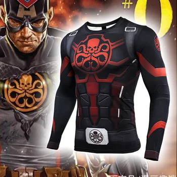 

Hydra Captain American 3D Printed T shirts Men Avengers 4 Endgame Quantum War Compression Shirt Cosplay Costume Tops For Male