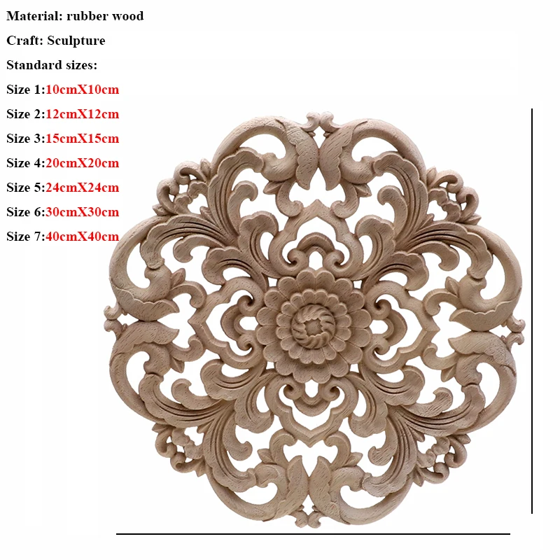 Vintage Unpainted Wood Carved Decal Corner Applique Frame For Home Furniture Wall Cabinet Door Decorative Wooden Miniature Craft
