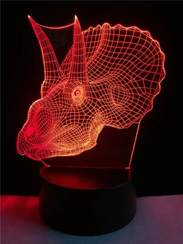 

New Animal 7 colors change 3D USB LED Lamp Ngau Tau Rhino Horn Head RC Toy Night Light Table Touch Visual illusion as Kids lamps