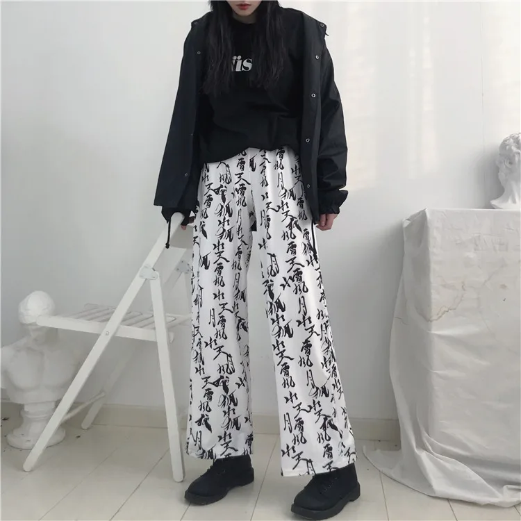 Корейский стиль ulzzang Harajuku BF wind street ретро Китайская каллиграфия kanji Принт