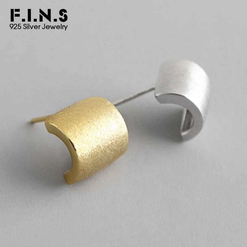 

F.I.N.S 100% 925 Sterling Silver Earrings Arc-Shaped Minimalist Stud Earrings INS Style Brushed Korean Earrings Fashion Jewelry