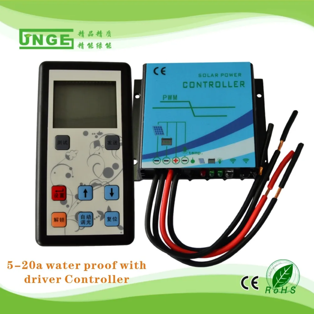 

On sale Booster type Constant current solar charge controller 12v/24v 20A with remote control for LED lights with waterproof