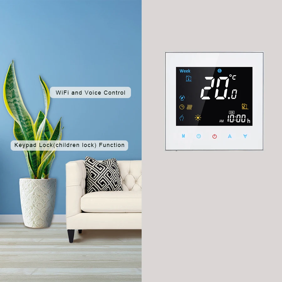 Умный термостат Wi Fi система HVAC цветной отрицательный дисплей для 3А подогрева