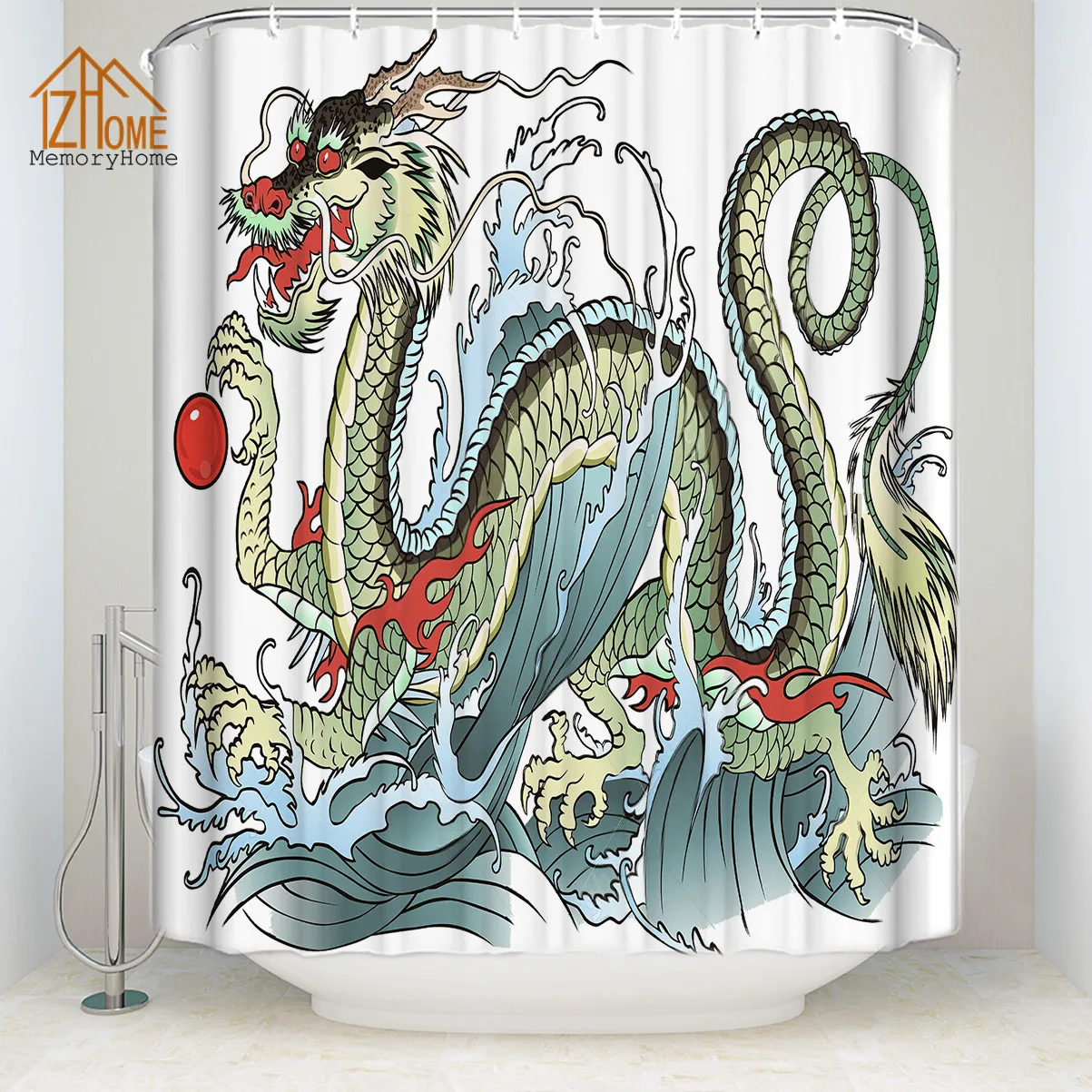Memory Home Creative Design Ancient Dragon Pattern Waterproof Bathroom