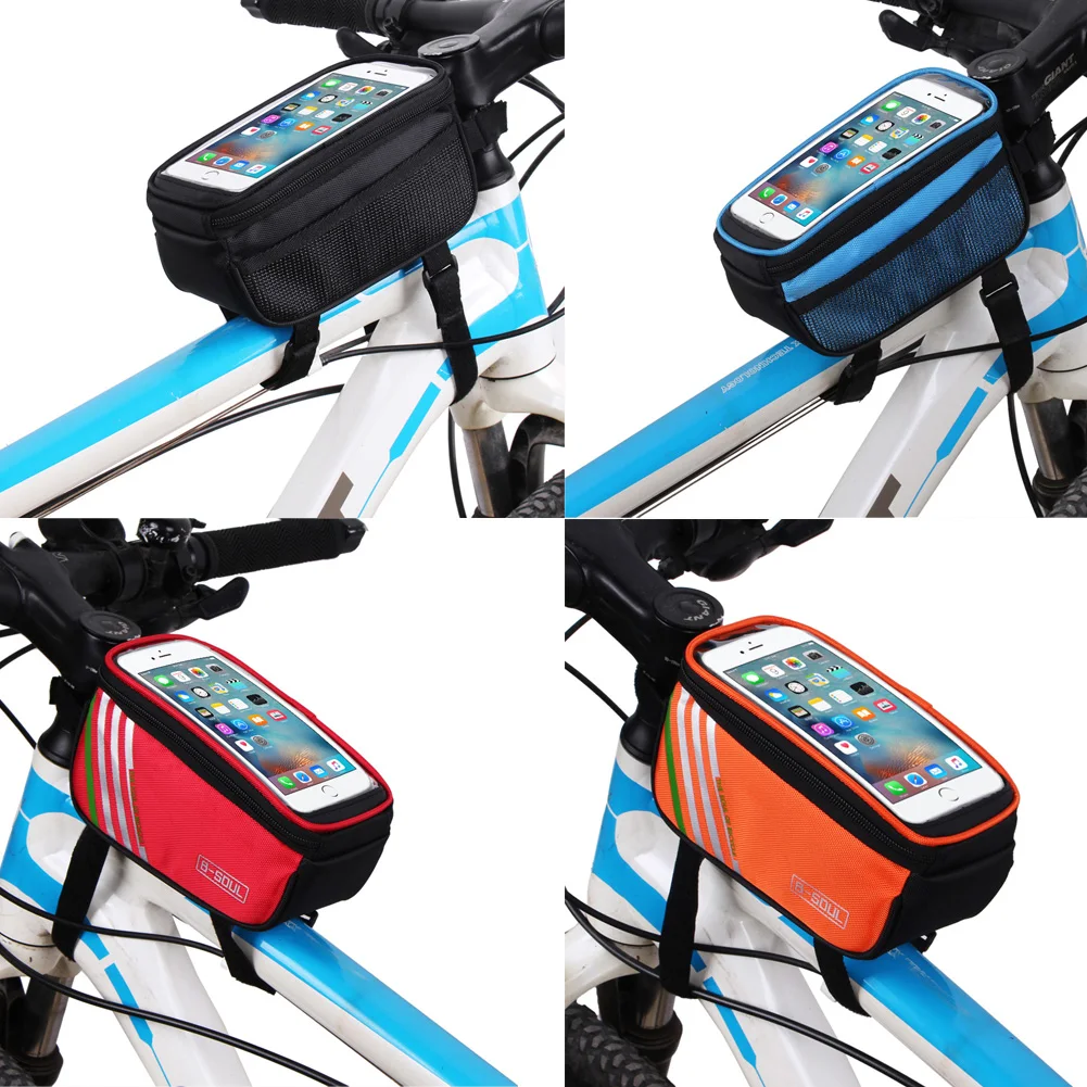 Flash Deal Cycling Bike Bag Waterproof MTB Road Bicycle Frame Front Tube 5.0 inch Mobile Phone Touch Screen Bag Bike Bicycle Accessories 4