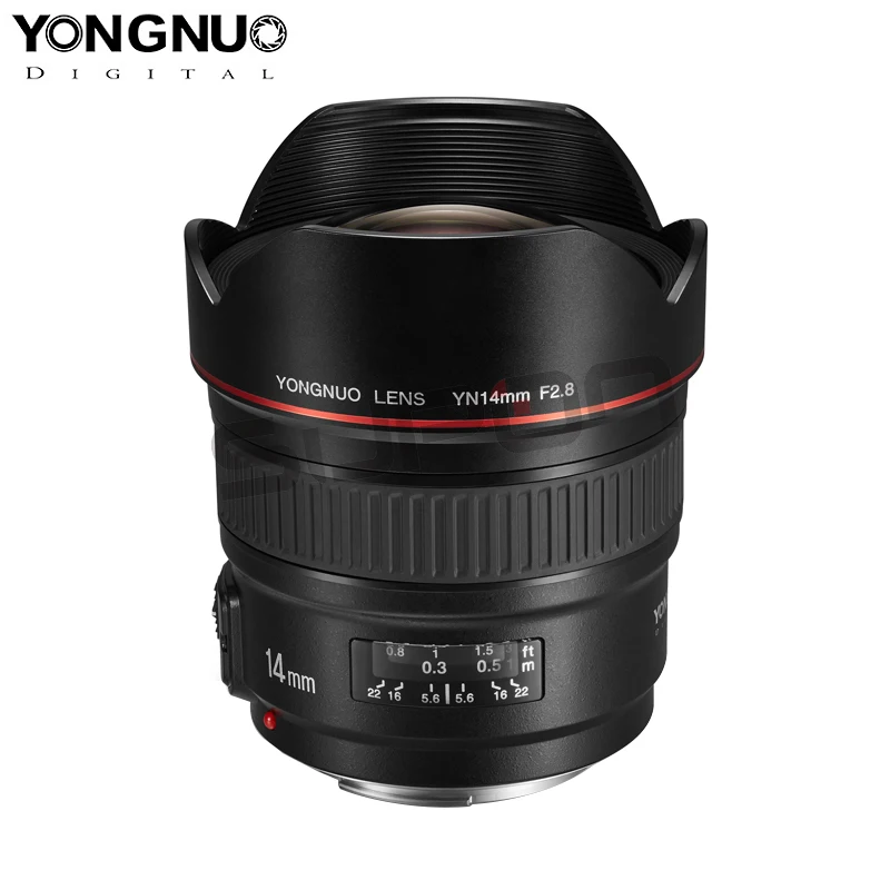 Светодиодная лампа для видеосъемки Yongnuo объектив YN14mm F2.8 AF MF Автофокус ультра-широкий anglr объектив с фиксированным фокусным расстоянием для Canon 5D Mark III IV 6D 700D 80D 70D Камера