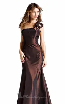 

Sexy One Shoulder Flower Taffeta Trumept Long Prom Dress Party Formal Evening Dress