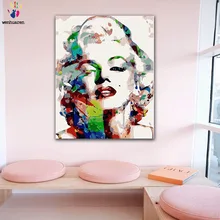 DIY раскрашивания фотографии по номерам с цвета сексуальная Мэрилин Монро нарисованная картина Рисунок Живопись по номерам оформлена дома