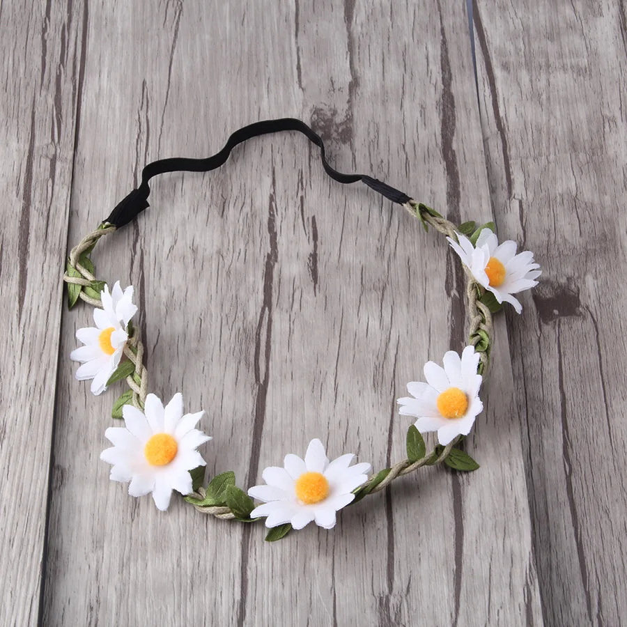 

M MISM Women Chrysanthemum Headband Girls Bohemian Fabric Peony Bride Artificial Flower Elastic Hair Band Elegant Flower Crown
