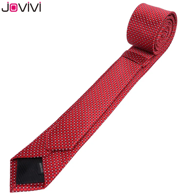 Jovivi новые 1 шт. 5 см мужские свадебные галстук бизнес 2 дюйм(ов) узкие шелковистые Галстуки Хаундстут полосы Галстуки подарок ко Дню Святого Валентина - Цвет: 1pc Red