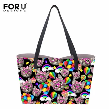 

FORUDESIGNS Large-capacity women's handbag Casual Totes Women bag Kitty Cat shopping big Shoulder bag for Women Classic Bag