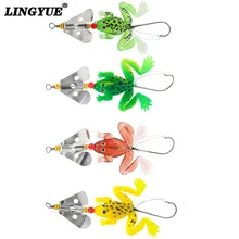 2014 New frogs Fishing Lure Set 4pcs LOT Rubber Soft Fishing Lures Bass SpinnerBait spoon Lures