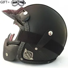 2018 Marca Preto Couro Adulto Harley Capacetes Para Motos Retro Metade Capacete Cruzeiro Príncipe Capacete Da Motocicleta DOT Aprovado