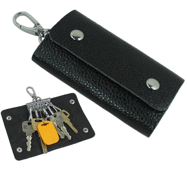 Модный женский брелок из натуральной кожи, кожаный кошелек для ключей для мужчин, чехол для ключей, черная сумка для ключей, MC-802