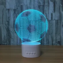 3D ночные огни Футбол bluetooth Динамик музыка Светильник спальни 5 цветов изменения акриловые атмосфера настольная лампа