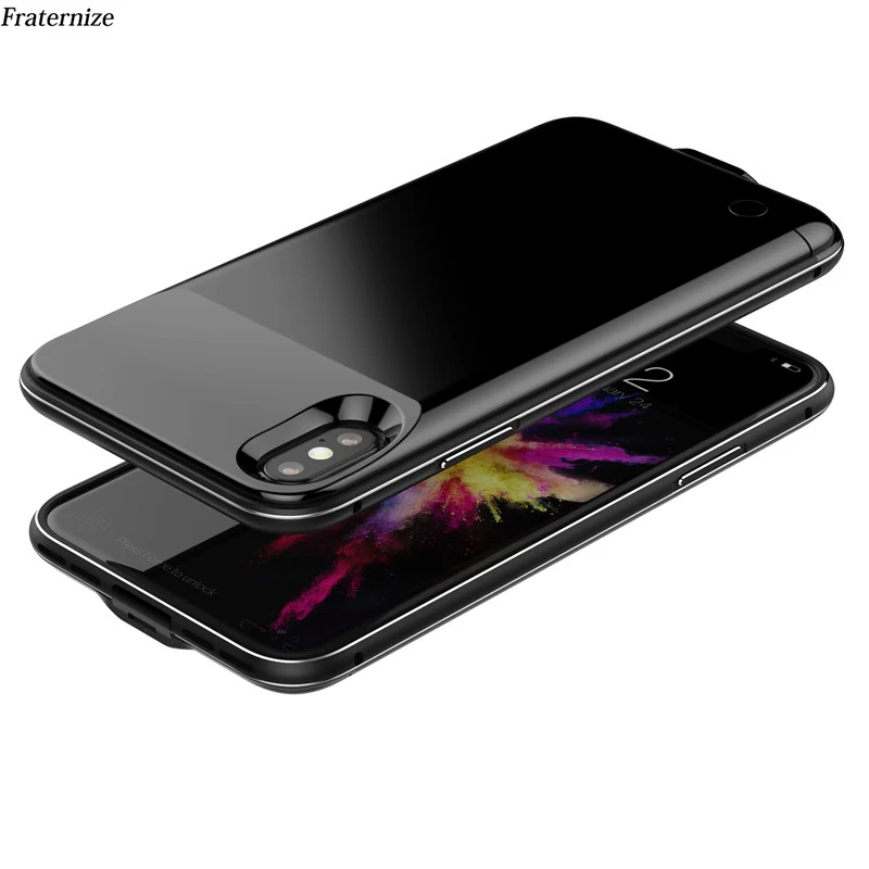 

Aluminum Frame Battery Charger Case For iPhone X XS Slim External Power Bank Charging Case Ultra Thin Backup Charger Cover 5200