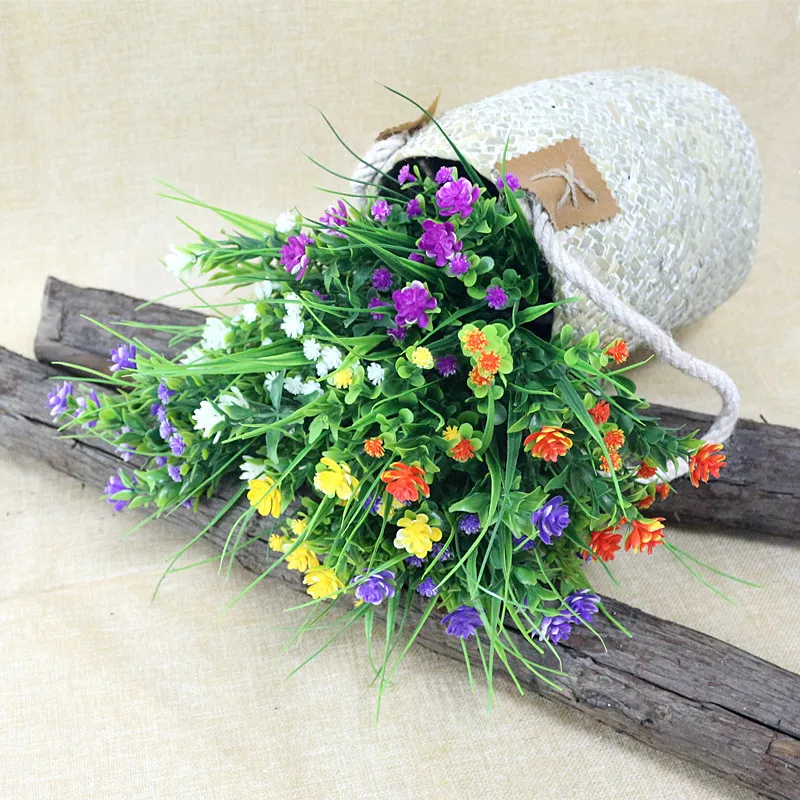 Flone Artificial Gypsophila Flower Plastic Bouquet Fake Flower With Vivid Grass Home Party Decoration Wedding Garden Decor Art (14)