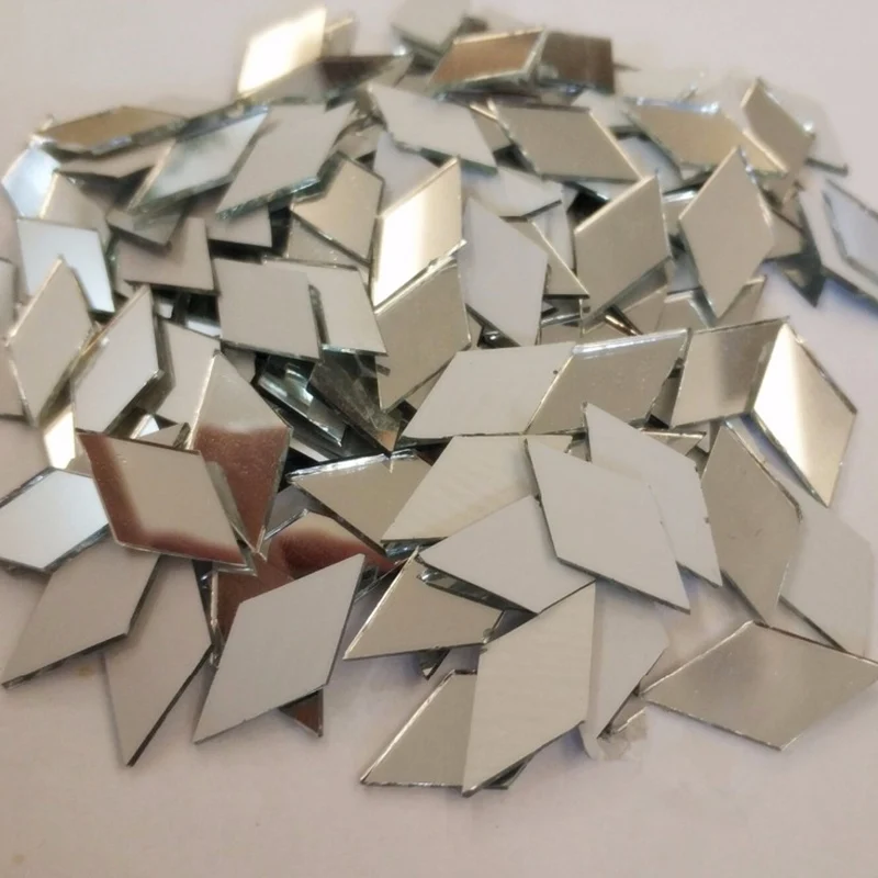 

200PCS per lot Laser Cut Diamond Shape Glass Mirror Wall Stickers for Hone Decoration