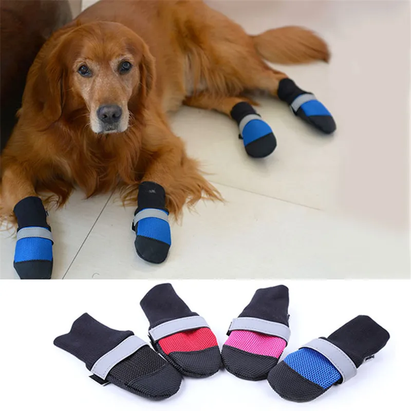 4pcs set Pet Dog Shoes waterproof boots outdoor reflecting sport shoes labrador dog booties
