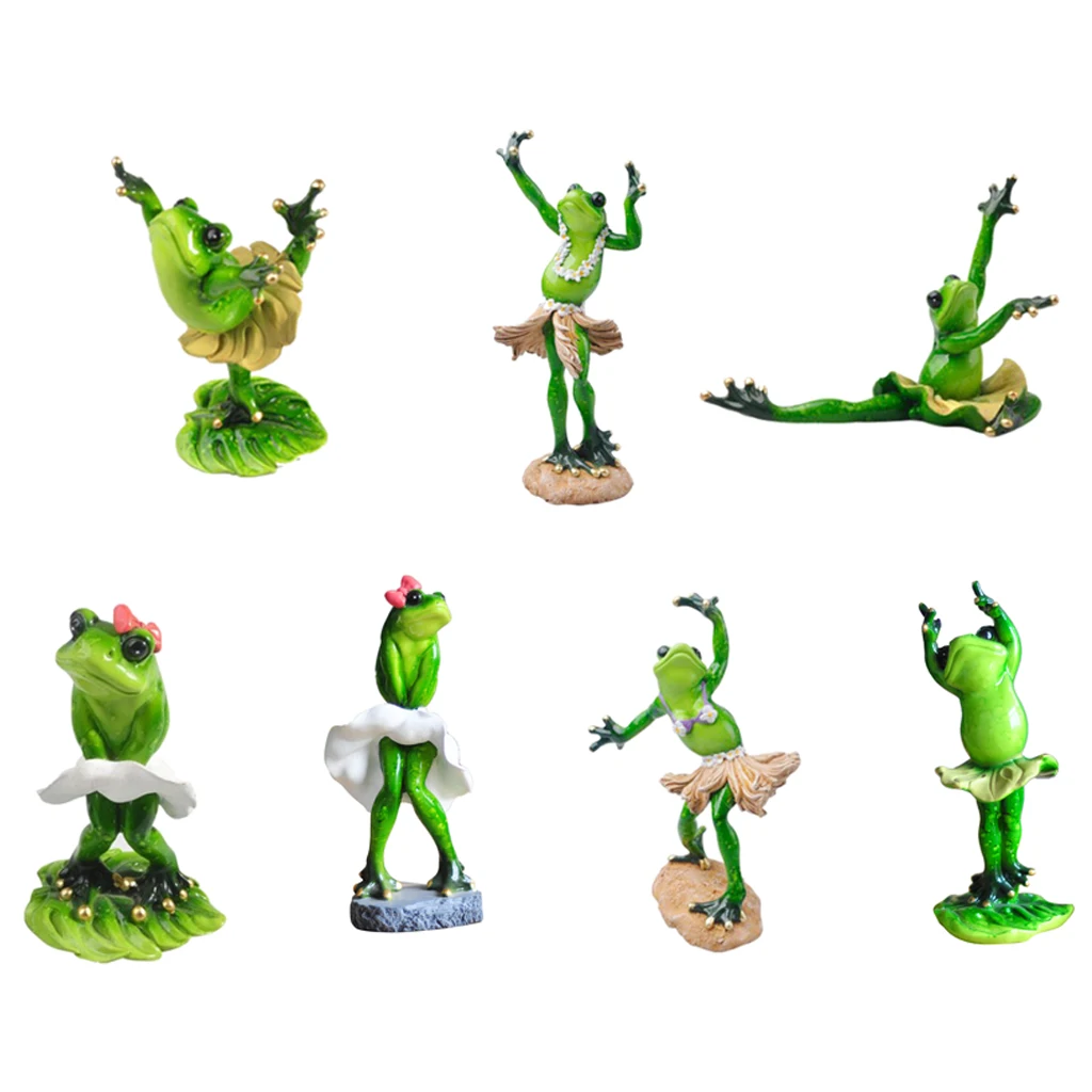 Resin Creative Dancing Frog Figurine Home Office Tabletop Decor Gift