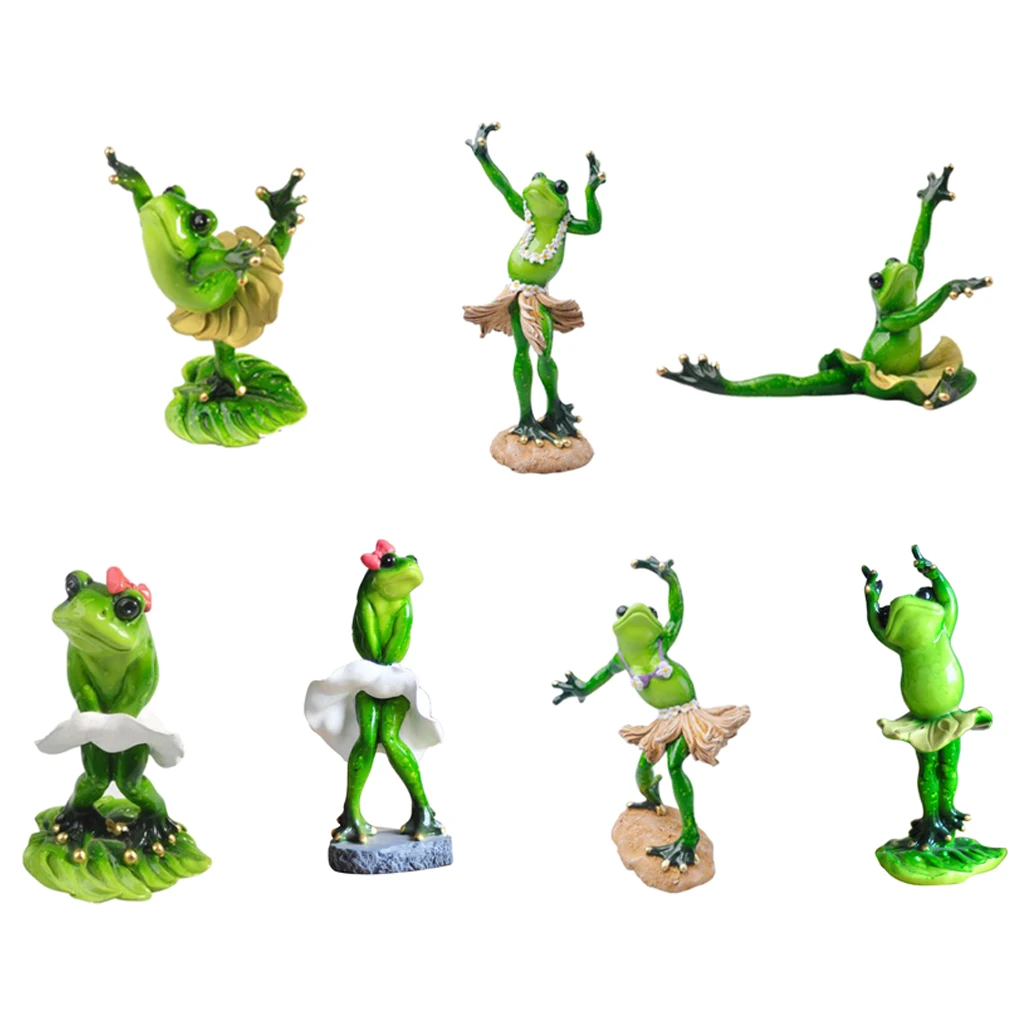 Resin Creative Dancing Frog Figurine Home Office Tabletop Decoration Gift 