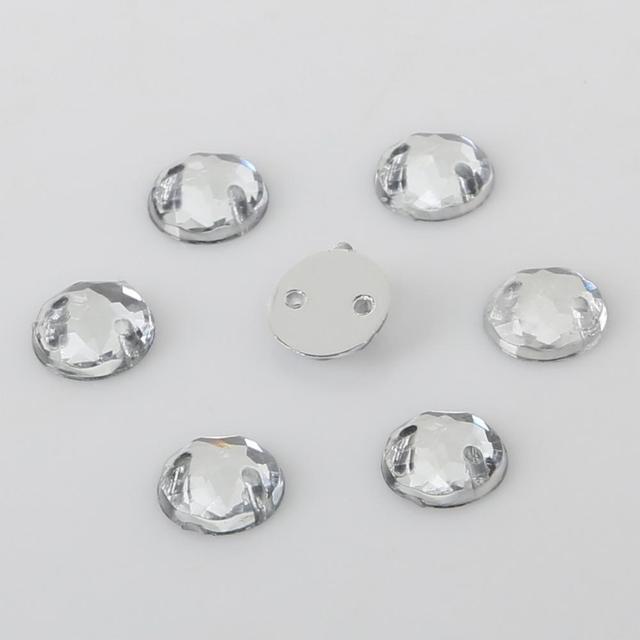 8mm Round Crystal Flatback Acrylic Beads Two Holes Loose Beads For DIY Jewelry Making Needlework Accessories