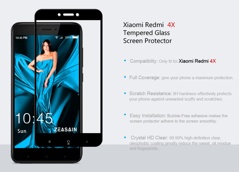 ZEASAIN Full Cover Tempered Glass for Xiaomi Redmi 4X Red mi 4 X Redmi4X 5.0 Screen Protector 9H 2.5D Premium Safety Glass (5)