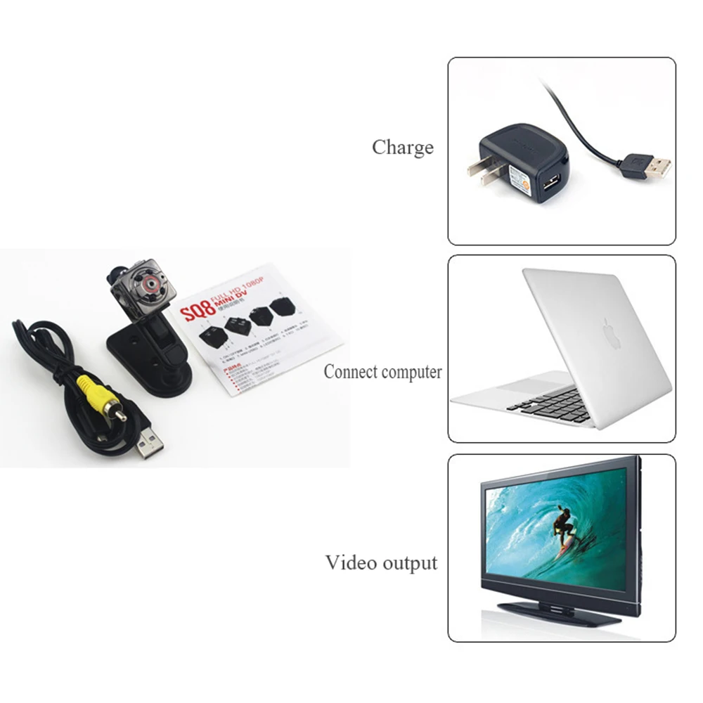 Новая SQ8 мини камера HD 1080P DV 720P DVR микро Цифровая Регистратор инфракрасная ночного