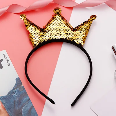 Новая мода Дети милый мультфильм большая корона блёстки Hairband принцесса очаровательные Повязки фото prop Дети аксессуары для волос Головные