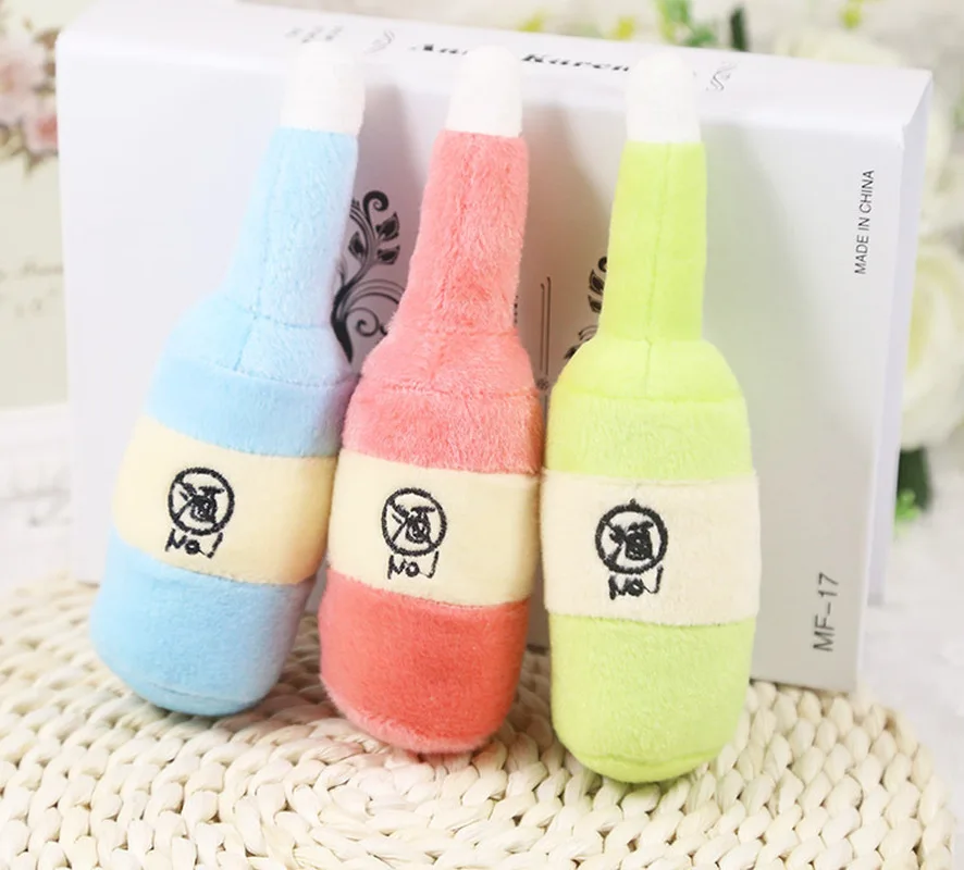 

1PC Pet Chew Dog Toys Training Squeaky Sound Squeaker Stuffed Milk Bottle Shape Plush Dog Toy Small Dogs Puppy Toys for dogs