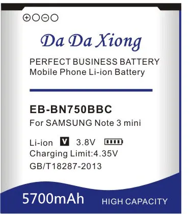 Da Xiong 5700mAh EB-BN750BBC литий-ионный аккумулятор для телефона samsung Galaxy Note 3 mini/N7505/N750/samsun note 3 mini