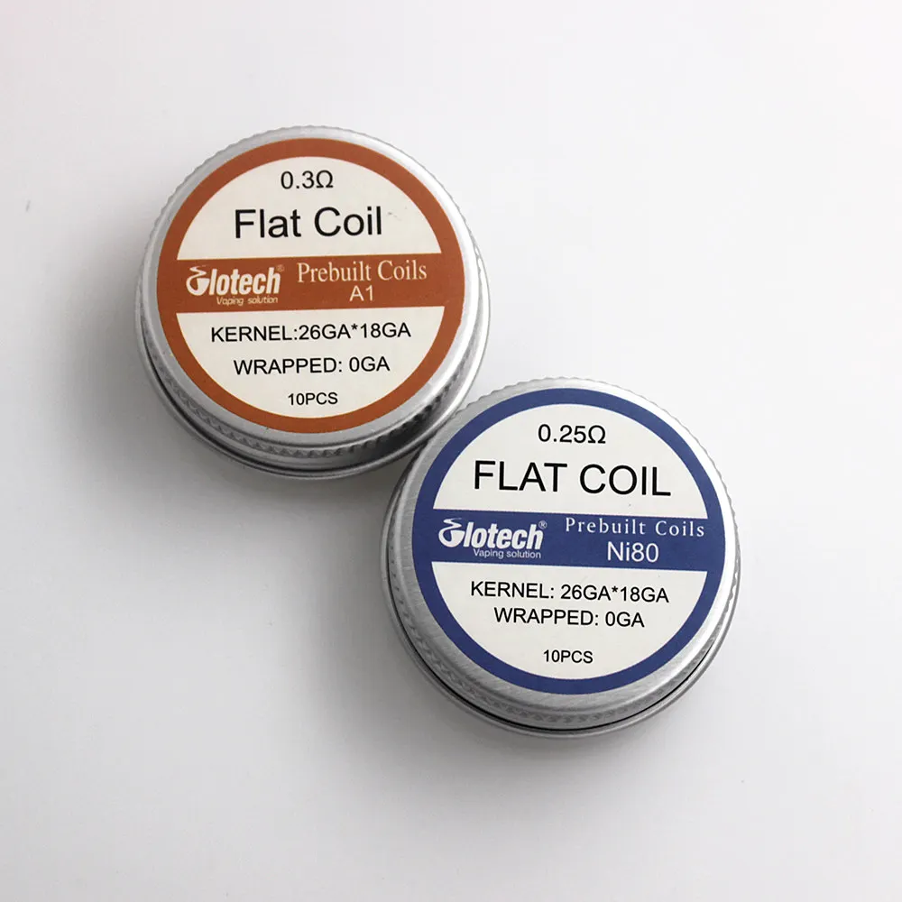 

Glotech Flat Coils Premade Coils A1 Ni80 Heating Wire Prebuilt Coil for RDA RBA RTA Atomizer DIY Coils Building