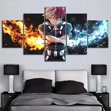 Arte da parede pintura em tela impressa hd meu herói academia anime 5 painel casa decoração modular fotos cartaz para sala de estar
