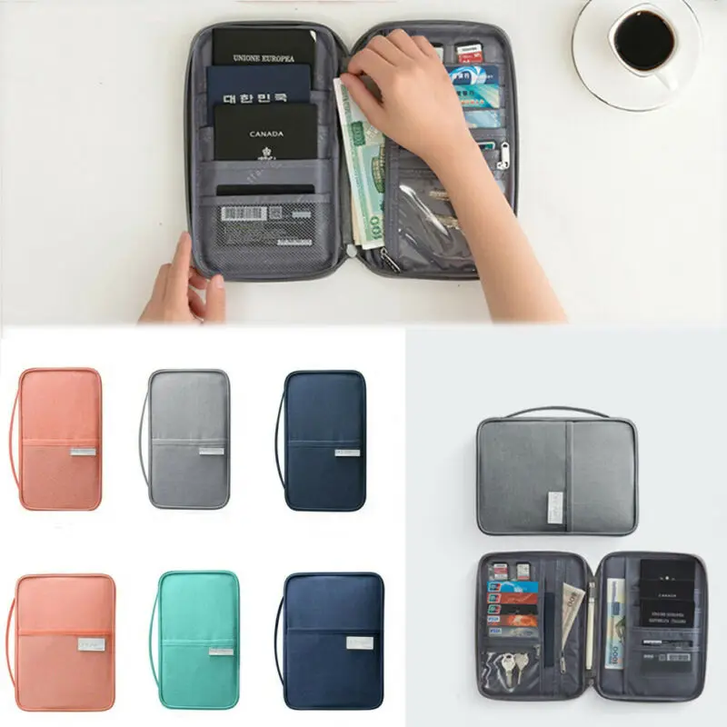 

Family Travel Wallet Passport Holder RFID Blocking Document Organizer Bag Case