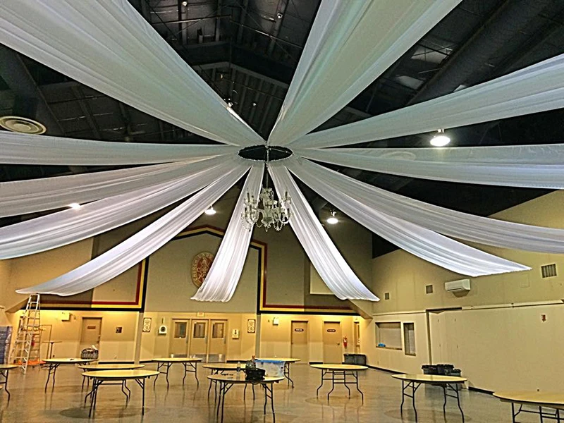 Us 238 0 15 Off 12 Pieces 0 7x12 Meter White Luxury Wedding Roof Drape Fabric Canopy Drapery For Wedding Fabric Event Party Decoration In Party
