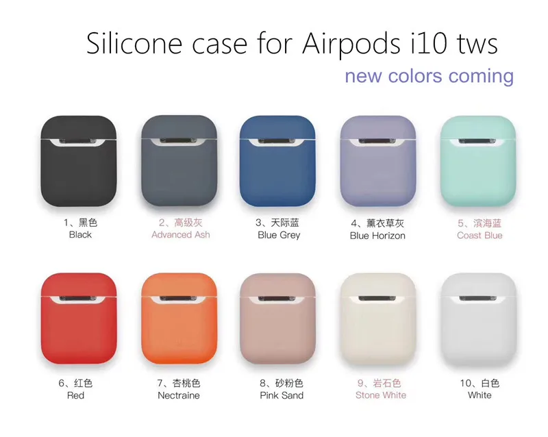 

Shock Proof Skin Cover Silicone Cover Protection Case for Airpods & i10 TWS Bluetooth earphopne Wireless Earphone Box Case