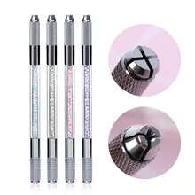 1 шт. профессиональный двойной головкой Кристалл акриловая ручная Татуировка Перманентная Татуировка микро Blading губы бровей Красивая Татуировка Инструмент