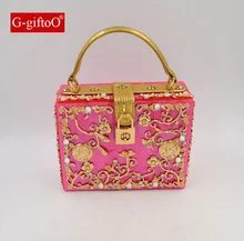 Fashion Prom evening bag diamond flower Clutch Bag hollow relief Acrylic luxury handbag banquet party purse women's Shoulder bag crystal diamond banquet package bag evening bag women wallets female handbags flower designer party prom bag bridal clutch gold