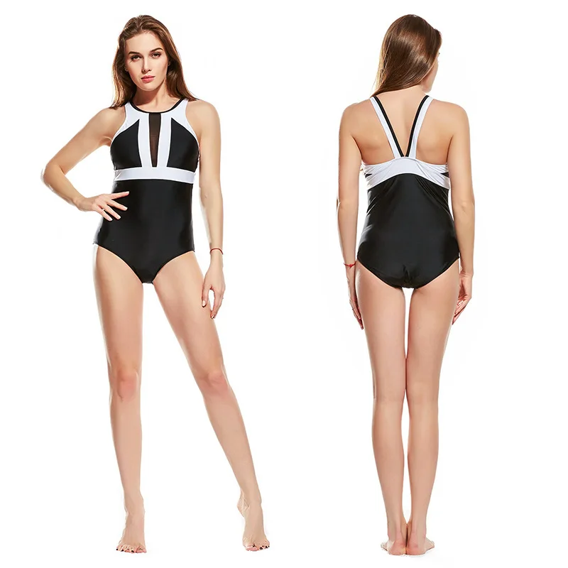 

2018 One-piece Swimsuit Plus Size Swimsuit Tankini Women's Sexy Black and White Conservative Thin Backless Bikini Beach Swimsuit