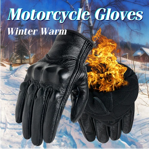 

Motorcycle Gloves Winter Warm Thermal Genuine Leather Touch Screen Men Cycling Glove Motorbike Racing guantes moto gants de moto