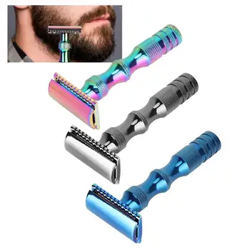 

Adjustable Double Edge Safety Razor Shaver Alloy Silver Long Handle Razors Vintage Style Manual Shaving Razor for Men