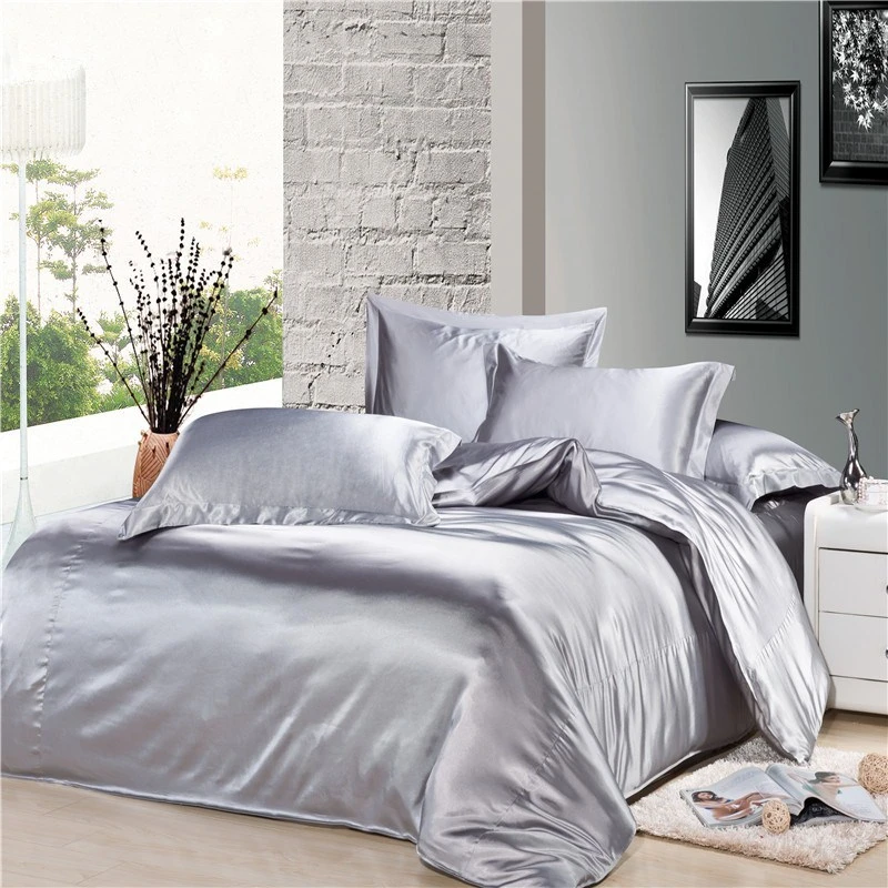 Luxury Silver Gray Silk Satin Comforter Duvet Covers Bedding Sets 4pc Twin Full Queen King Fitted Flat Sheet Dhl Free Shipping Sheet Bed Comforter Coversheet Jointing Aliexpress
