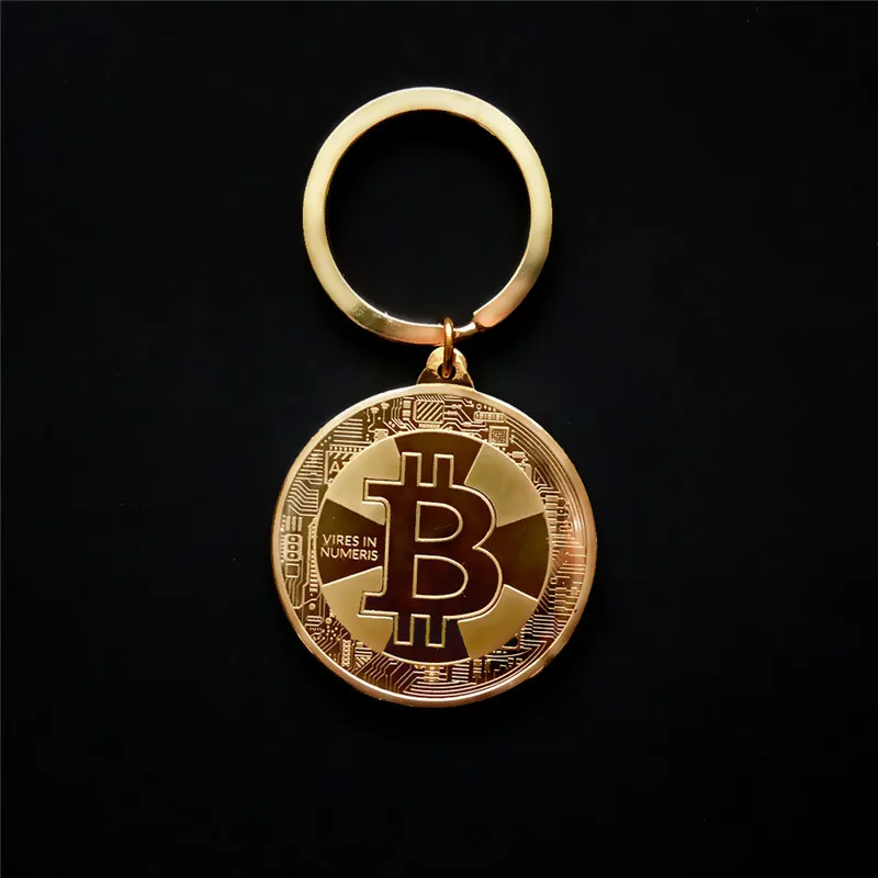 Лидер продаж Новое поступление брелок Биткойн из сплава золотого и серебряного