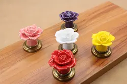 Ретро Винтаж цветок ручек Керамика Роза шкатулка ручки Бесплатная доставка